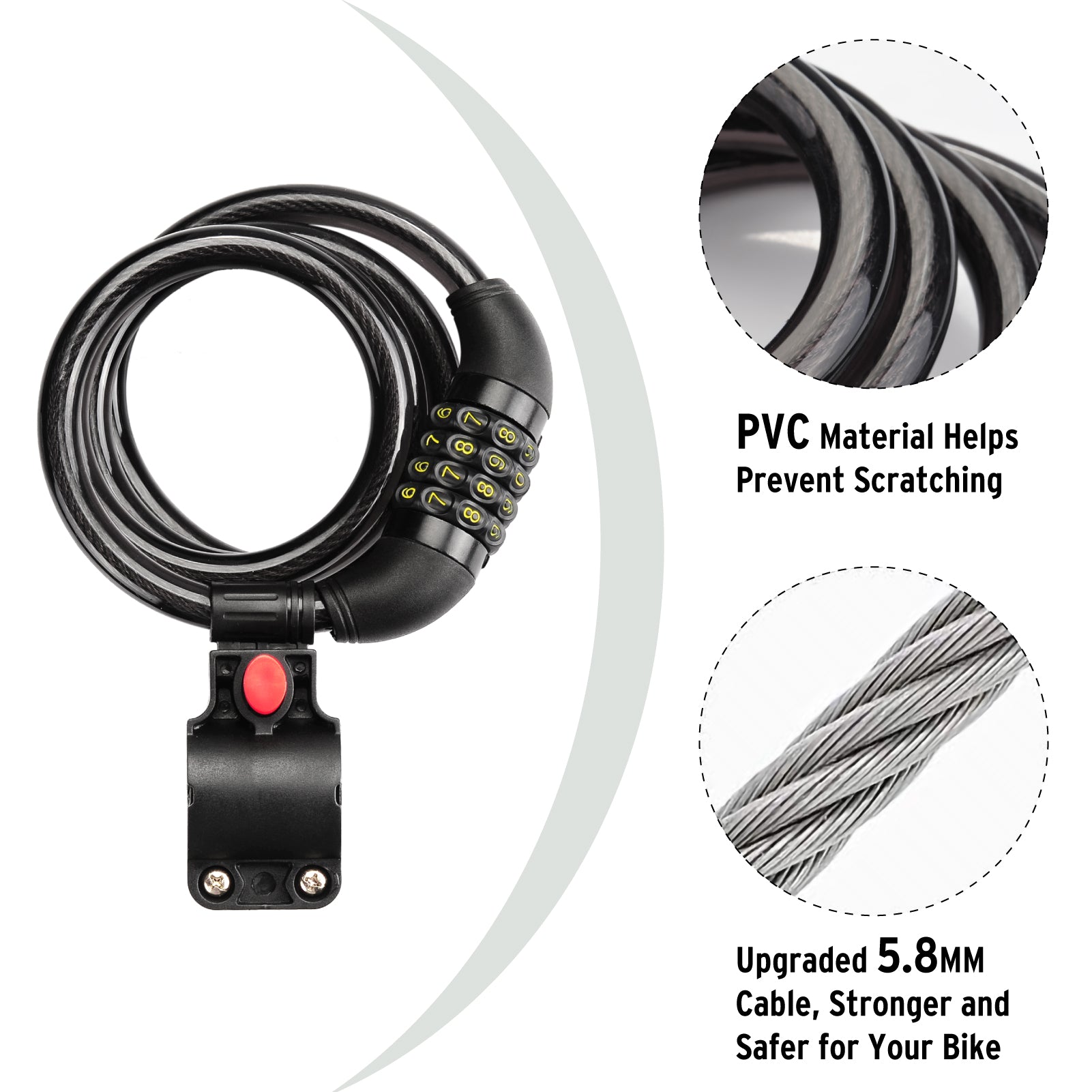 Titanker Bike Lock Cable, Kids Bike Cable Basic Self Coiling Combinati