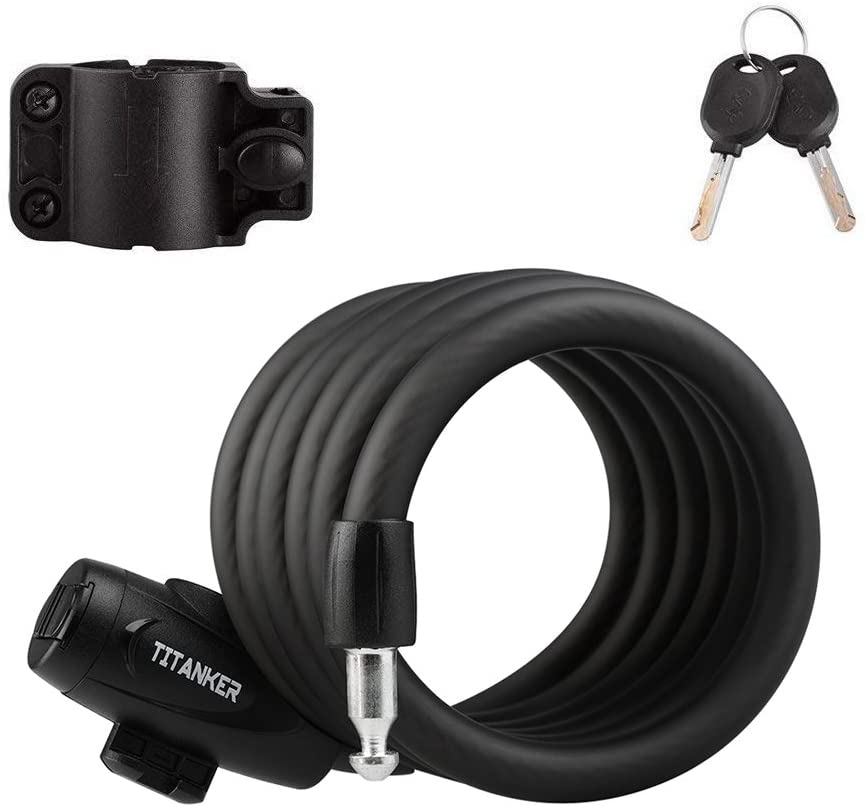 titanker fahrradschloss Titanker Bike Cable Lock Coiled Secure Keys with Mounting Bracket – Titanker Official