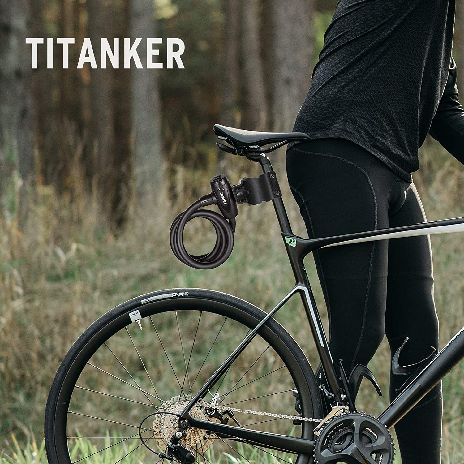 titanker fahrradschloss Titanker Bike Cable Lock Coiled Secure Keys with Mounting Bracket – Titanker Official