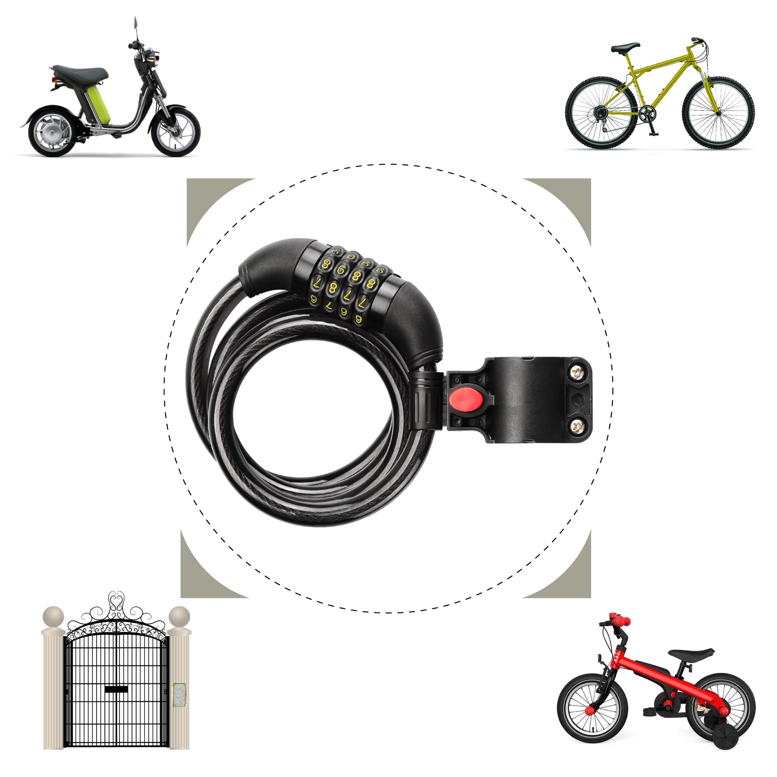 Bike Lock Bike Locks Heavy Duty anti Theft Bicycle Lock Bike Lock Cable  with Mou